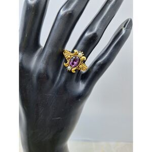 Avon Victorian Inspired Queensbury Faux Amethyst Purple Stone Vintage Size 6